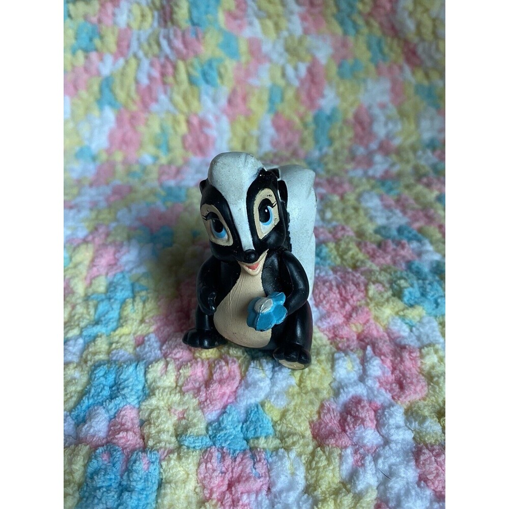 Disney Bambi Flower Plastic Figurine 1988 Toy Black White Skunk Mc Donald’s Toy